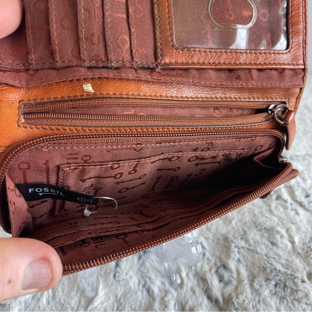 Fossil brown leather wallet. Vintage Style - Picture 4 of 11